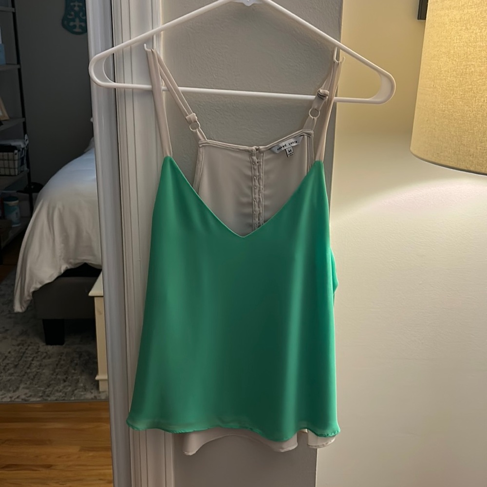 Green & Tan tank top size medium